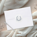 Dusty Blue Leafy Crest Monogram Wedding Logo Classic Round Sticker<br><div class="desc">Create your own wedding logo with this modern elegant leafy wedding crest and a text template to personalize with the bride and groom's initials. This simple modern design adds something blue to wedding favors, envelopes, and other wedding items. With classic simplicity, this design features beautiful script typeface for the bride...</div>