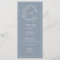 Dusty Blue Leafy Crest Monogram Wedding Menu