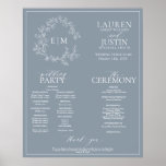 Dusty Blue Leafy Crest Monogram Wedding Program Poster<br><div class="desc">We're loving this trendy, modern dusty blue a formal wedding ceremony program Poster! Simple, elegant, and oh-so-pretty, it features a hand drawn leafy wreath encircling a modern wedding monogram. It is personalized in elegant typography, and accented with hand-lettered calligraphy. Finally, it is trimmed in a delicate frame. features all the...</div>