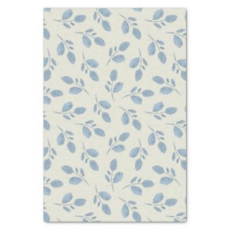 Dusty Blue Leaves on Pale Blue Tissue Paper