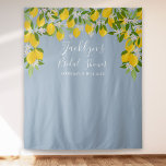 Dusty Blue Lemons Bridal Shower Photo Backdrop<br><div class="desc">Featuring lemons greenery on a dusty blue background,  this elegant botanical bridal shower or couples shower photo booth backdrop can be personalized with your special event information. Designed by Thisisnotme©</div>