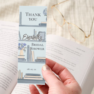 Dusty Blue Library Shelves Book Club Party Favor Bookmarks