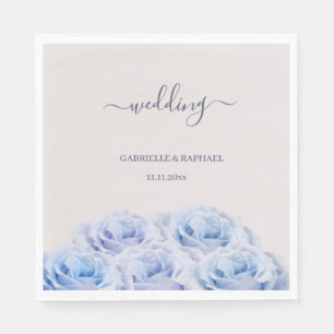 Dusty Blue Lilac Roses Blush Pink Elegant Wedding Napkins