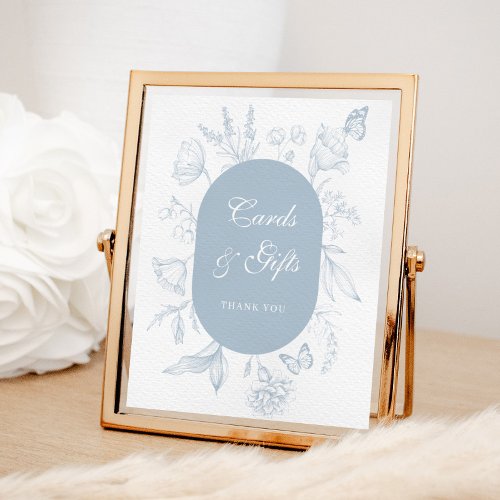 Dusty Blue Line Art Cards and Gifts Poster