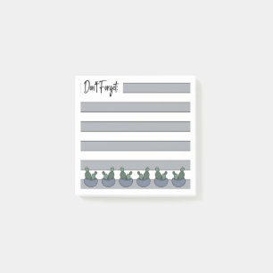 Dusty Blue Lined Potted Cacti - Post-it Notes