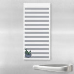 Dusty Blue | Lined | Potted Cactus -  Magnetic Notepad