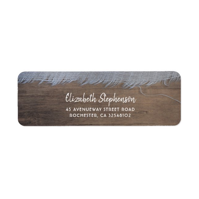 Dusty Blue Linen Cloth and Rustic Barn Wood Label (Front)