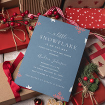 Dusty Blue Little Snowflake Winter Baby Shower Save The Date