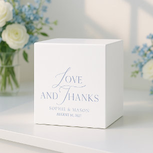 Dusty Blue “Love and Thanks” Wedding Favor Boxes