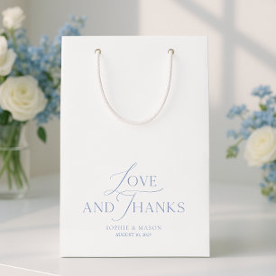 Dusty Blue “Love and Thanks” Wedding Favor Small Gift Bag