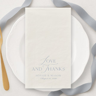 Dusty Blue Love and Thanks Wedding Paper Guest Towels