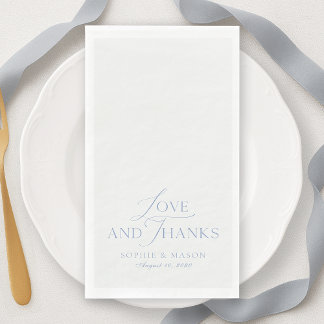 Dusty Blue Love and Thanks Wedding Paper Guest Towels