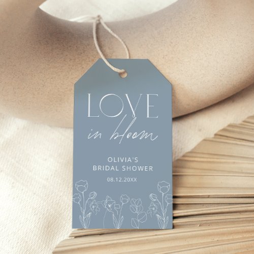 Dusty Blue Love in Bloom Bridal Shower Gift Tags