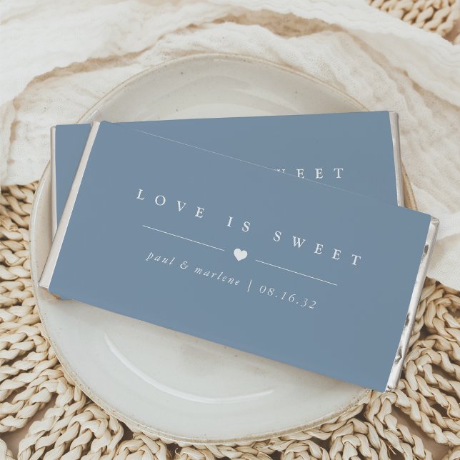 Dusty Blue | Love is Sweet Classic Elegant Wedding Hershey Bar Favors (Creator Uploaded)
