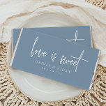 Dusty Blue | Love Is Sweet Personalized Wedding Hershey Bar Favors<br><div class="desc">Share a sweet treat with your guests with these personalized wedding favor chocolate bars. Design features "love is sweet" in modern handwritten script lettering,  with your names and wedding date beneath. Colorway: Dusty Blue,  a muted medium blue.</div>
