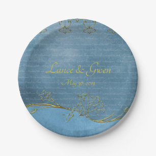 Dusty Blue Love Letter Paper Plates