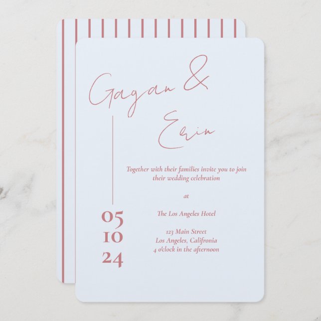 Dusty Blue Love Letter Wedding Invitations  (Front/Back)