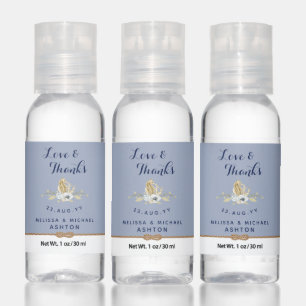 Dusty Blue Love & Thanks Seahorse Nautical Wedding Hand Sanitizer