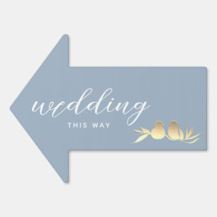 Dusty Blue Lovebirds Wedding Arrow  Sign