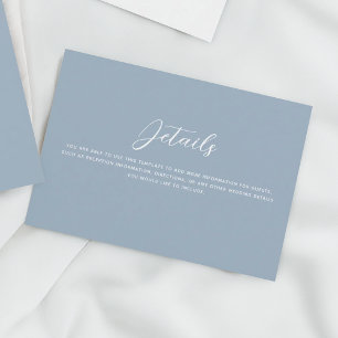 Dusty Blue Lovebirds Wedding Details Enclosure Card
