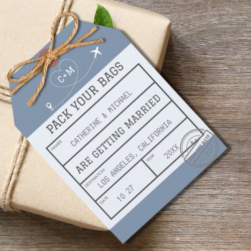 Dusty Blue Luggage Tag Save The Date