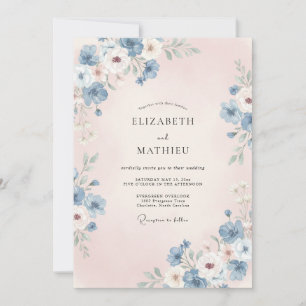 Dusty Blue Magnificent Spring Wedding Invitation
