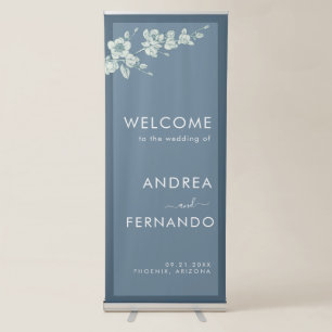 Dusty Blue Magnolia Branch Bloom Rustic Spring  Retractable Banner
