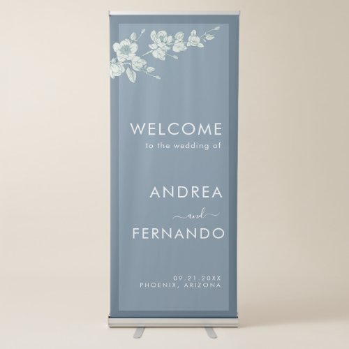 Dusty Blue Magnolia Branch Bloom Rustic Spring  Retractable Banner