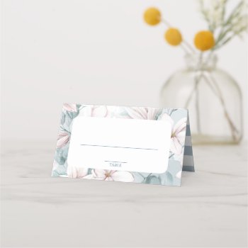 Dusty Blue Magnolias Seating Cards by happygotimes at Zazzle