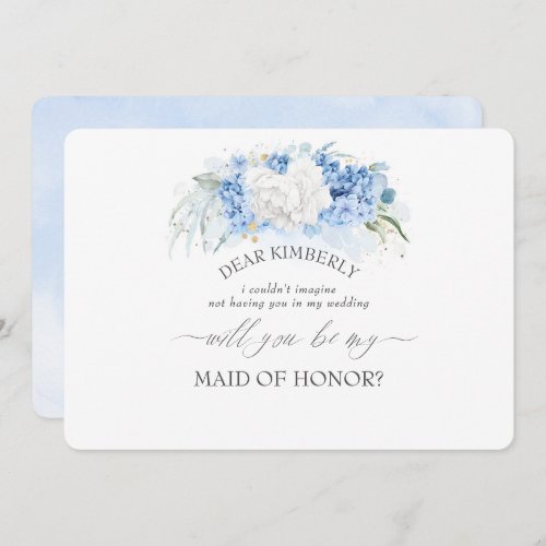 Dusty Blue Maid of Honor Bridesmaid Proposal Invitation