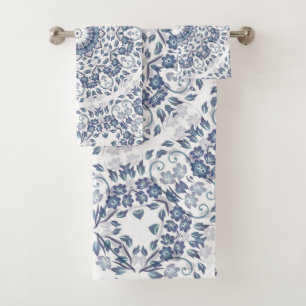 Dusty Blue Mandala  Bath Towel Set