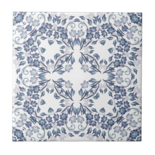 Dusty Blue Mandala  Ceramic Tile