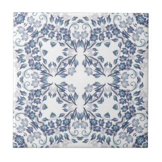 Dusty Blue Mandala  Ceramic Tile