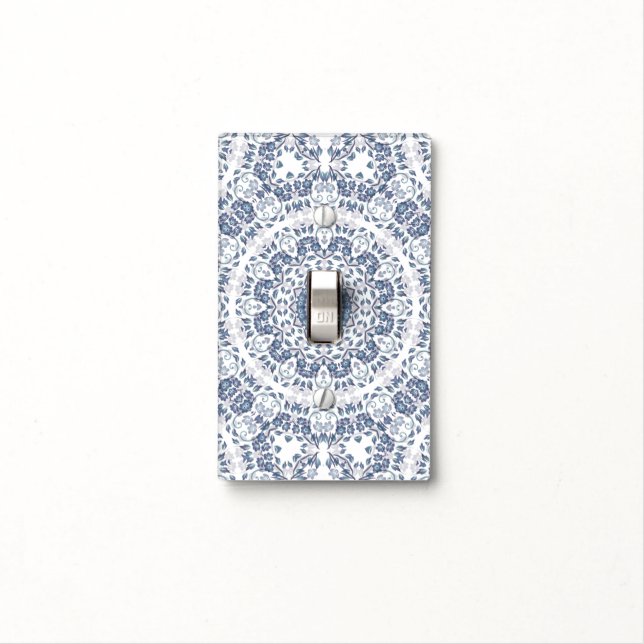 Dusty Blue Mandala  Light Switch Cover (In Situ)
