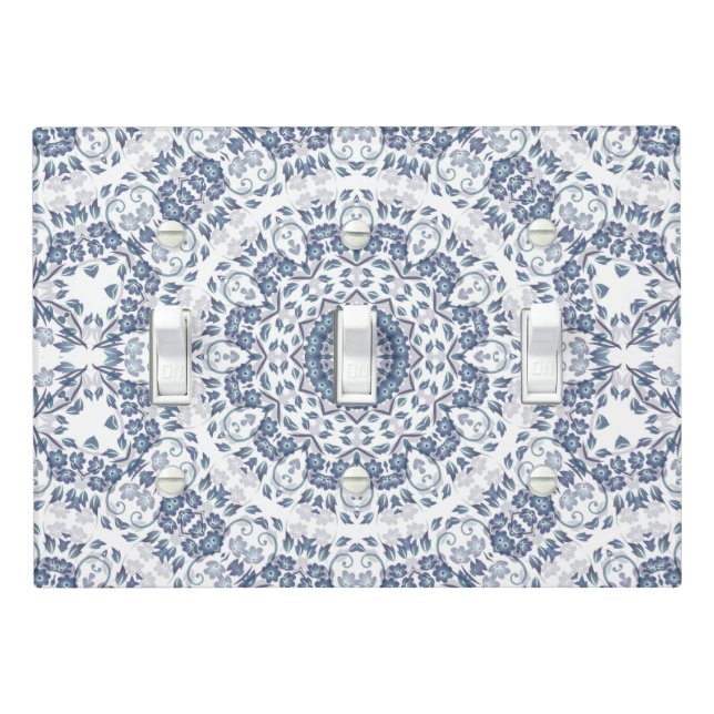 Dusty Blue Mandala  Light Switch Cover (In Situ)