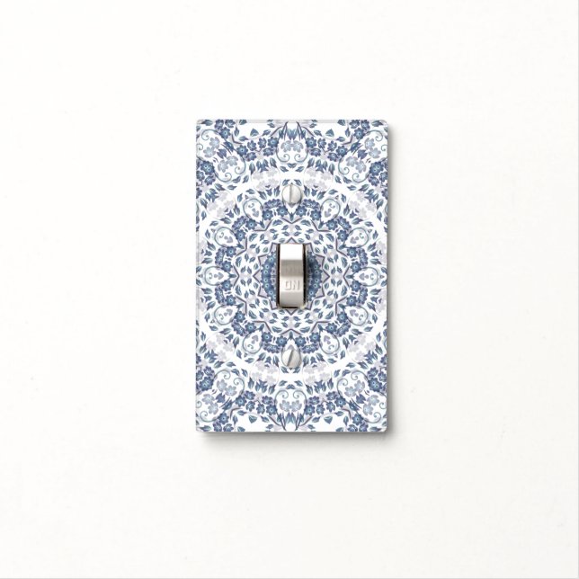 Dusty Blue Mandala  Light Switch Cover (In Situ)