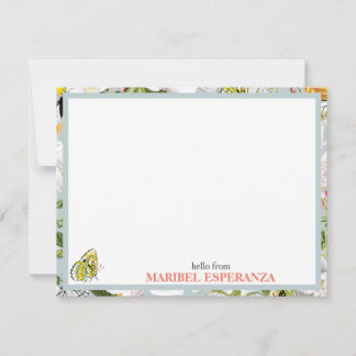 Dusty Blue Mariposa Personalized Flat Note Card