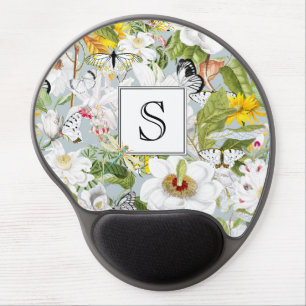 Dusty Blue Mariposa Vintage Monogram Gel Mouse Pad
