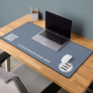 Dusty Blue Marketing Company Logo & QR Code Desk Mat