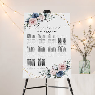 Dusty Blue Mauve Eucalyptus Wedding Seating Chart Foam Board