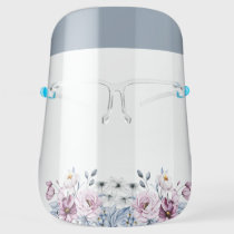Dusty Blue Mauve Floral Bouquet Face Shield