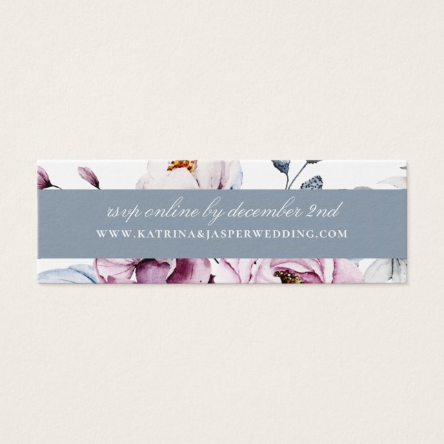 Dusty Blue Mauve Floral Wedding Website RSVP (Front)