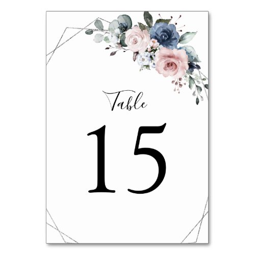 Dusty Blue Mauve Greenery Floral Geometric Table N Table Number