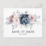 Dusty Blue Mauve Rose Pink Floral Save the Date Postcard