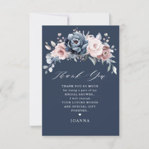 Dusty Blue Mauve Rose Pink Slate Bridal Shower Tha Thank You Card