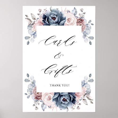 Dusty Blue Mauve Rose Pink Slate Cards  Gifts Poster