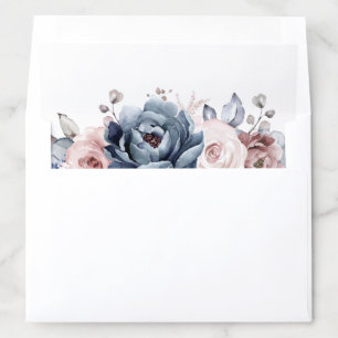 Dusty Blue Mauve Rose Pink Slate Floral Wedding Envelope Liner