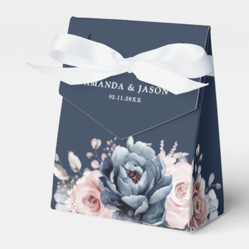 Dusty Blue Mauve Rose Pink Slate Floral Wedding  F Favor Boxes