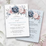 Dusty Blue Mauve Rose Pink Slate Floral Wedding Invitation