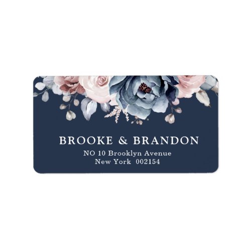 Dusty Blue Mauve Rose Pink Slate Floral Wedding  L Label